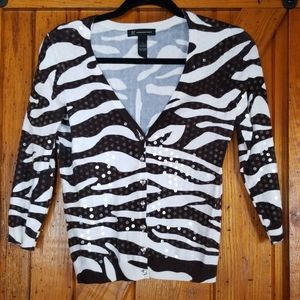 INC black and white print sweater with sequins